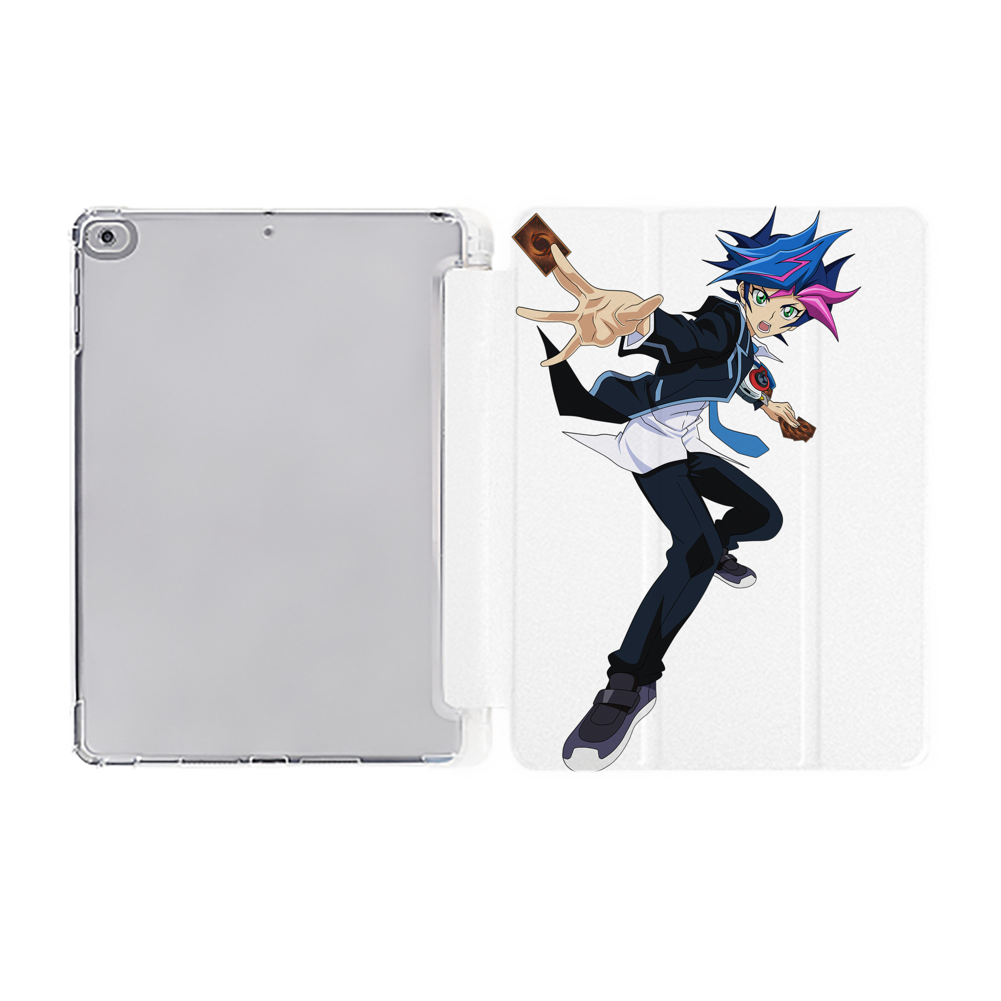（画像用） 遊☆戯☆王 Yu-Gi-Oh! IPad ケース ペン収納付き 三つ折りスタンド PUレザー×シリコン 対応機種9.5/10.5/10.9インチ